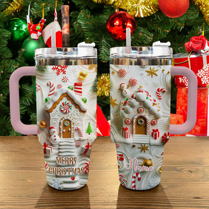Shineful Glossy Tumbler Personalized Gingerbread Cottage