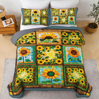 Shineful All Season Quilt 3-Piece Set - Sunflower Blooms And Shines