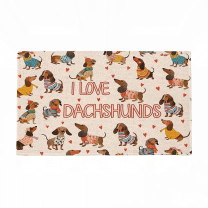 Shineful Dachshund Lovely Delight Ultra-Thin Non Skid Floor Mat, Kitchen Rugs
