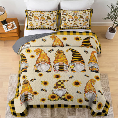 Shineful All Season Quilt 3-Piece Set Gnome & Bee Sunflower Dreams