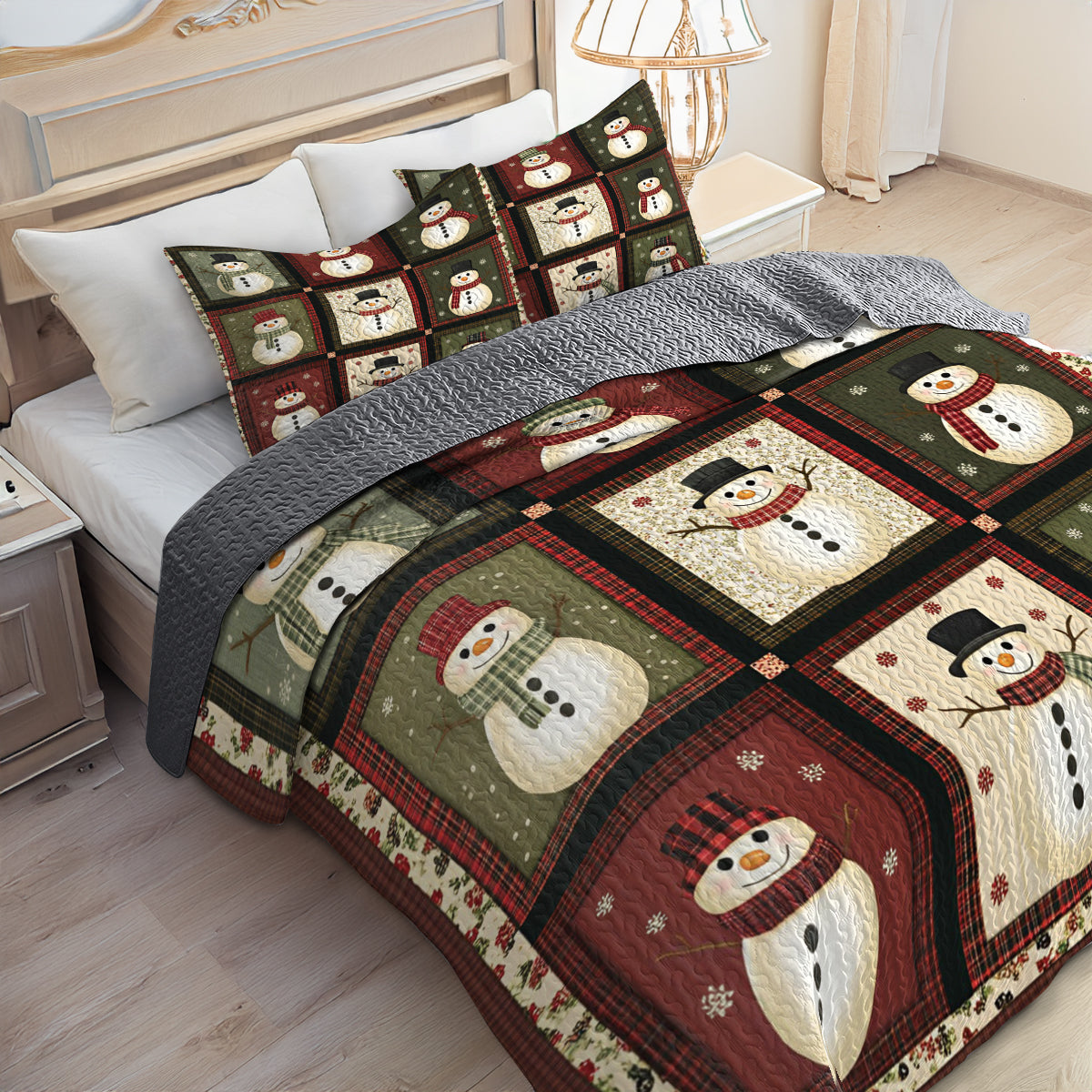Shineful All Season Quilt 3-Piece Set Christmas Snowy Crews