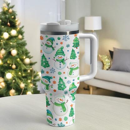 Shineful Tumbler Green Snowman Wonderland