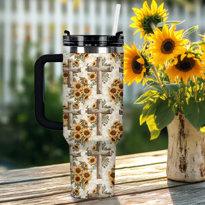 Shineful Tumbler Rustic Sunflower Cross