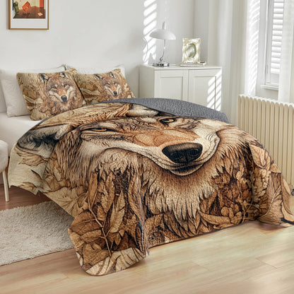 Shineful All Season Quilt 3-Piece Set Wolf Spirit