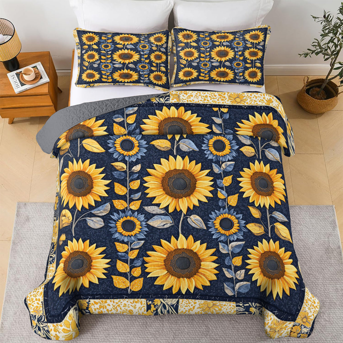Shineful All Season Quilt 3-Piece Set Sunflower Splendor