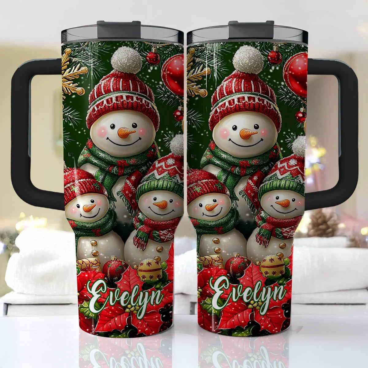 Shineful Glossy Tumbler Personalized Christmas Cozy Snowman