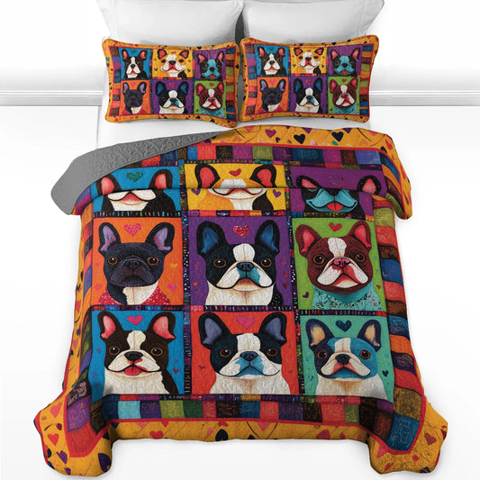 Shineful All Season Quilt 3-Piece Set French Bulldog Puppy Pop Art