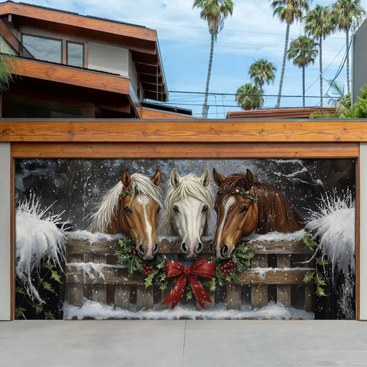 Shineful Garage Door Banner Decoration Festive Equestrian Harmony