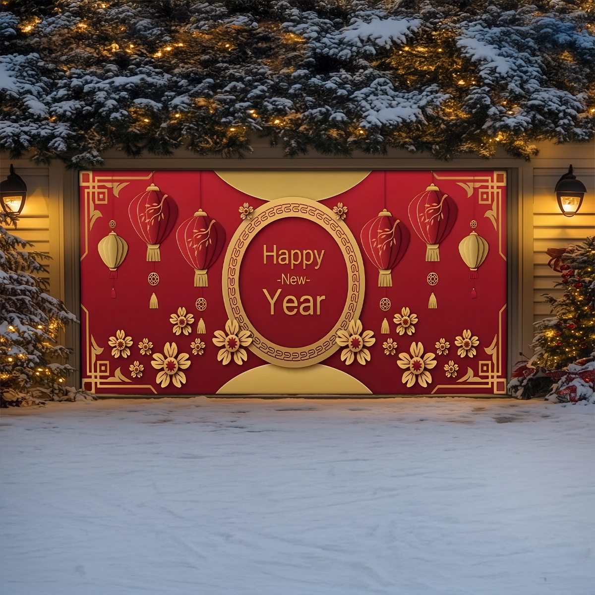 Shineful Garage Door Banner Decoration Elegant Lunar New Year