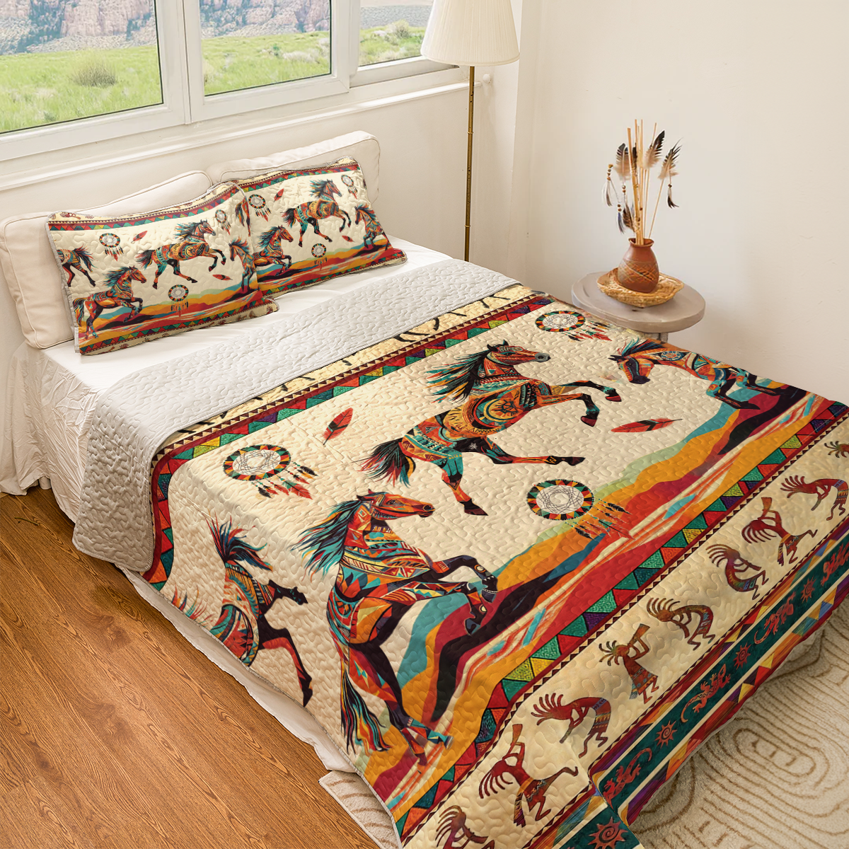 Shineful All Season Quilt 3-Piece Set Warrior Gallop Kokopelli