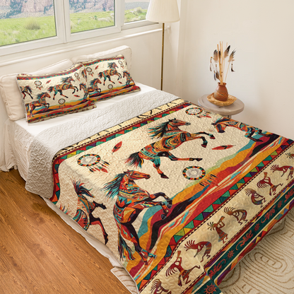 Shineful All Season Quilt 3-Piece Set Warrior Gallop Kokopelli