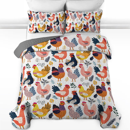 Shineful All Season Quilt 3-Piece Set Colorful Rooster