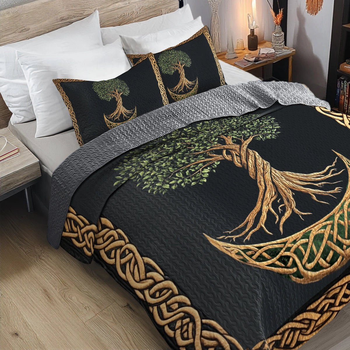 Shineful All Season Quilt 3-Piece Set - Irish Celtic Tree of Life