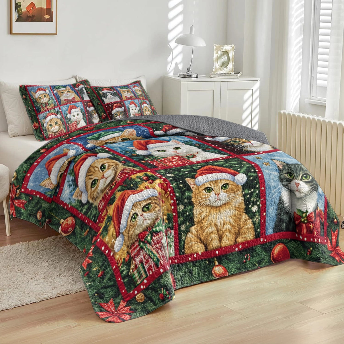 Shineful All Season Quilt 3-Piece Set Santa's Furry Helpers