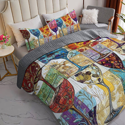 Shineful All Season Quilt 3-Piece Set Gorgeous Classic Wine Glass