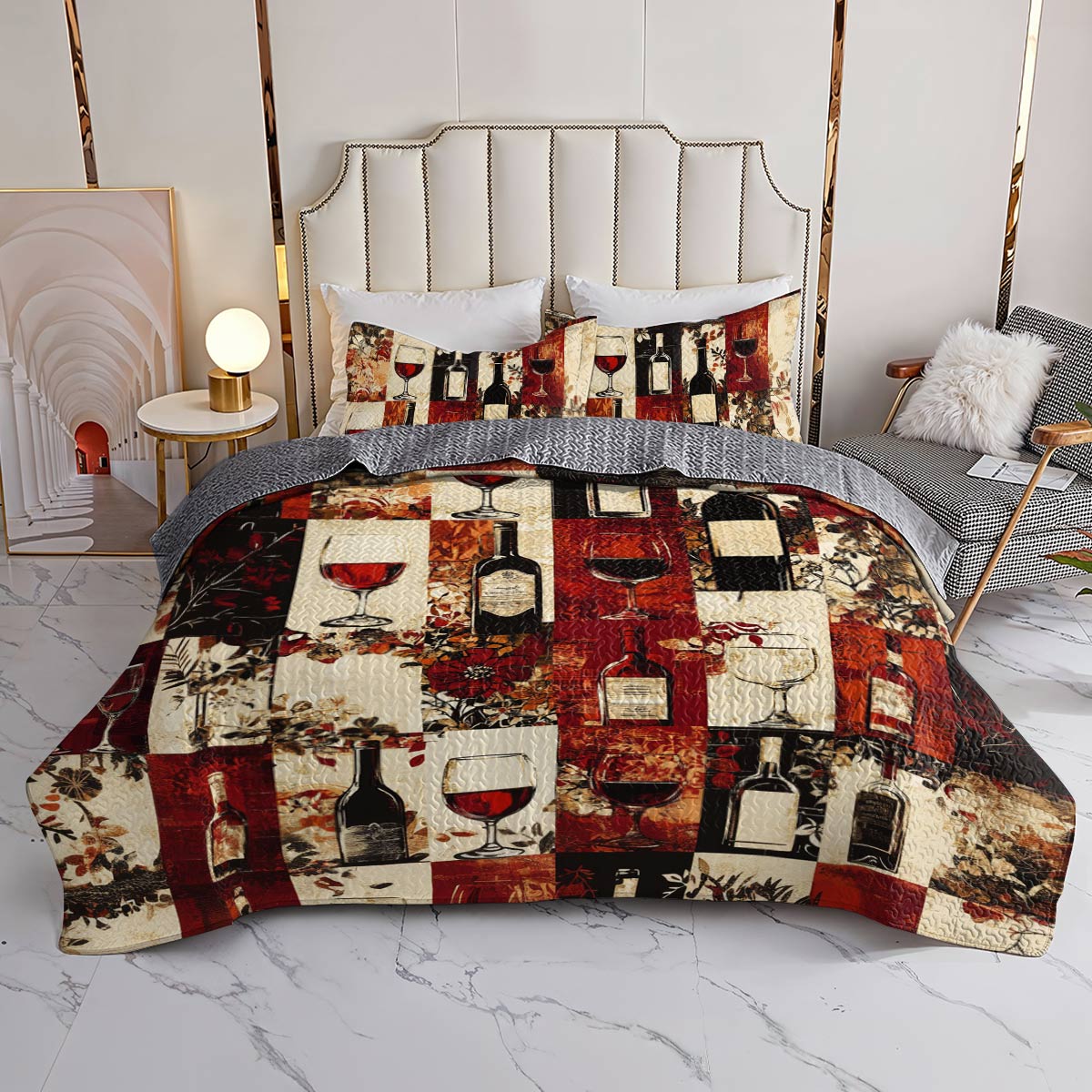 Shineful All Season Quilt 3-Piece Set Ethereal Wine