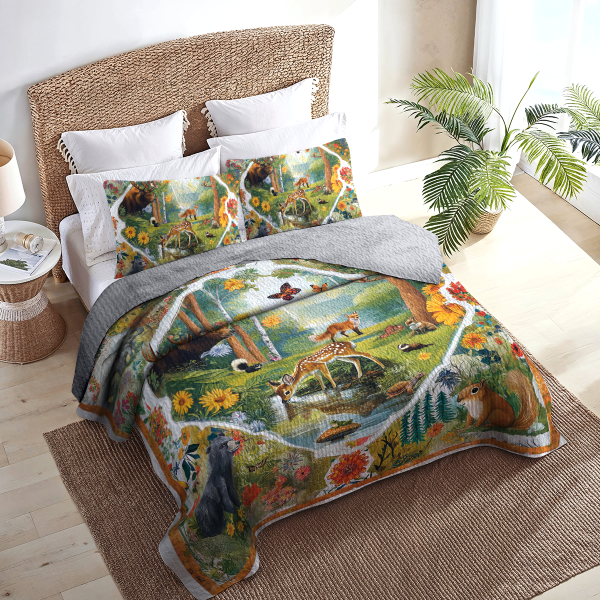 Shineful All Season Quilt 3-Piece Set Enchanted Woodland Senerity