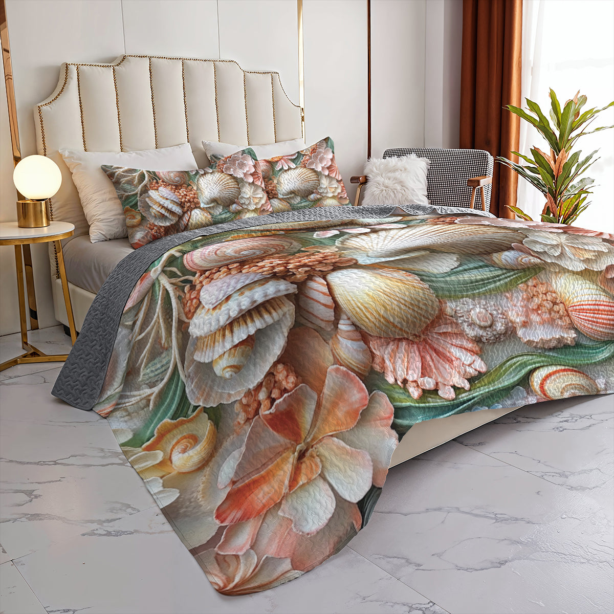 Shineful All Season Quilt 3-Piece Set Seashell Dream