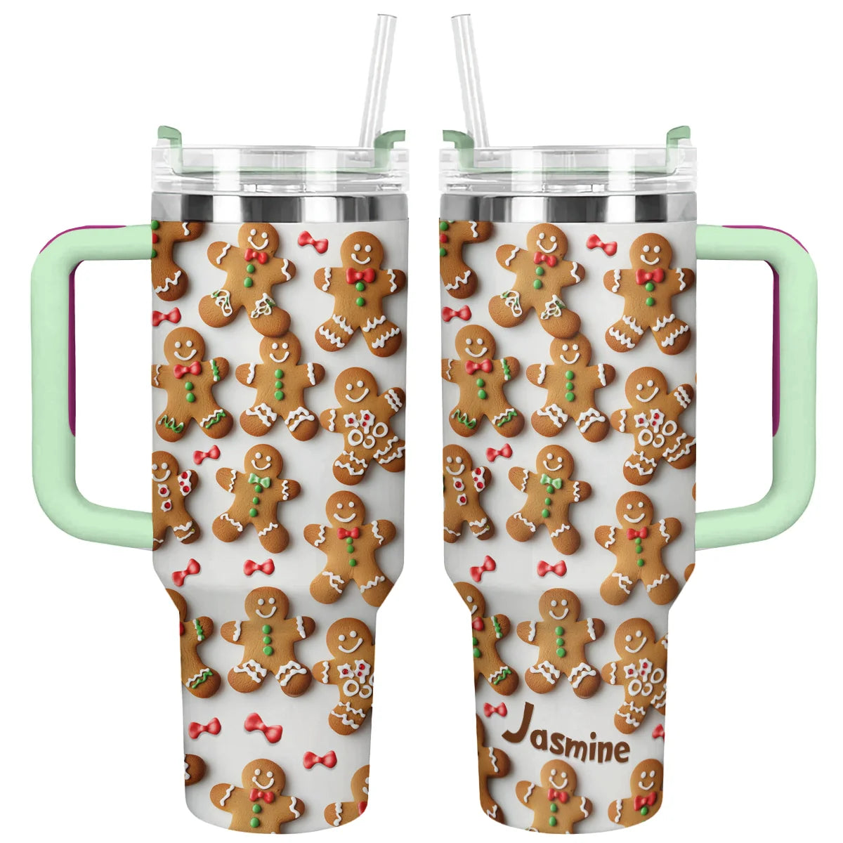 Shineful Glossy Tumbler Personalized Adorable Gingerbread