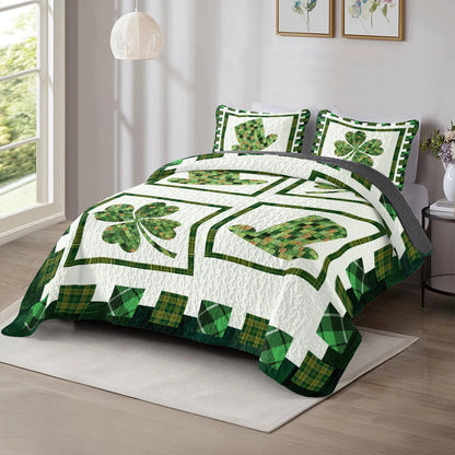 Shineful All Season Quilt 3-Piece Set - Irish Celtic Patchwork Leprechaun