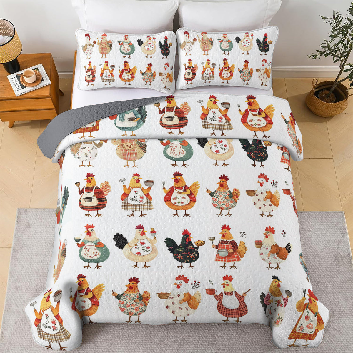 Shineful All Season Quilt 3-Piece Set Whimsical Rooster