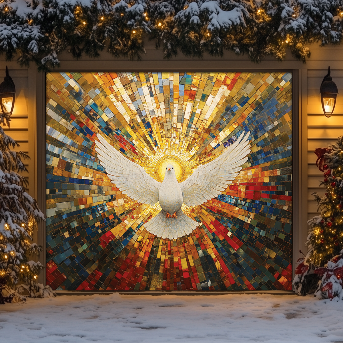 Shineful Garage Door Banner Decoration Dove of Peace