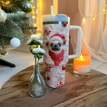 Shineful Glossy Tumbler Cheerful Christmas Pug