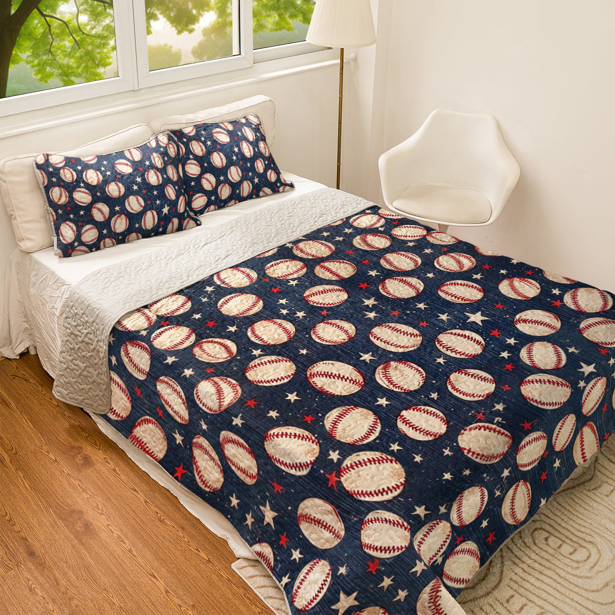 Shineful All Season Quilt 3-Piece Set Baseball All-Star Comforter
