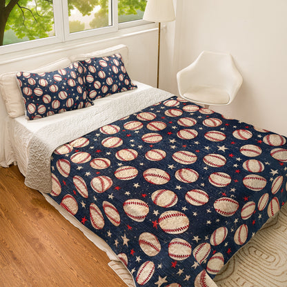 Shineful All Season Quilt 3-Piece Set Baseball All-Star Comforter