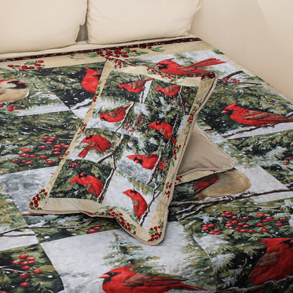Shineful All Season Quilt 3-Piece Set Festive Cardinal