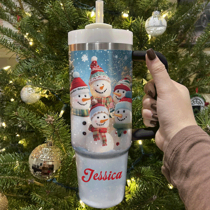 Shineful Tumbler Personalized Snowmen Family