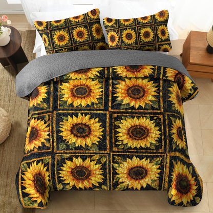 Shineful All Season Quilt 3-Piece Set Sunflower Patch