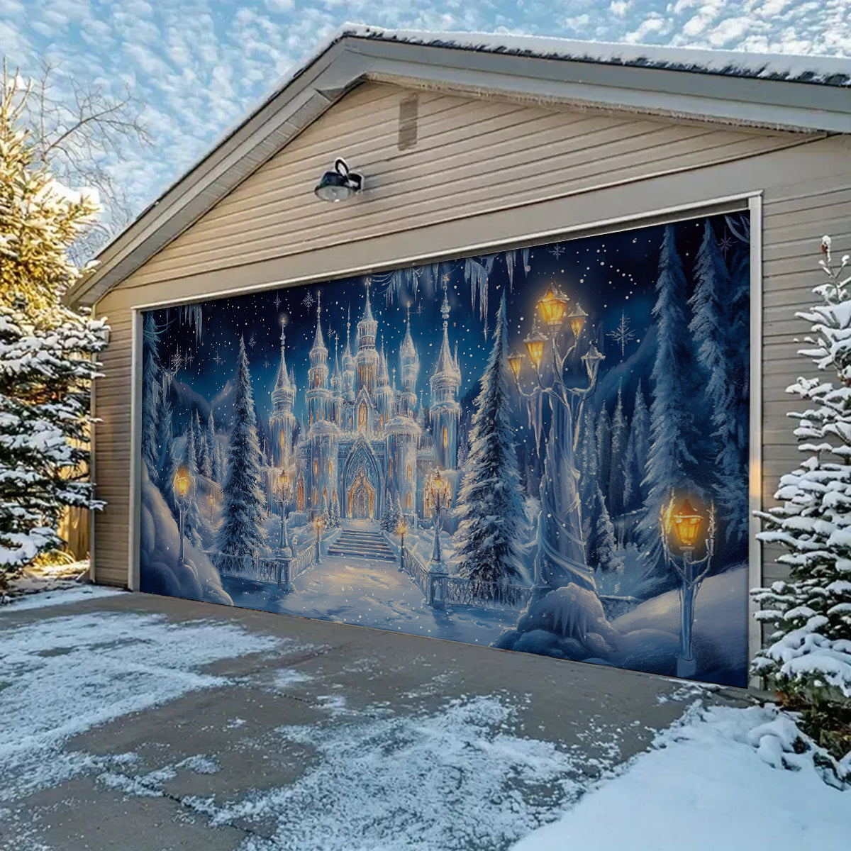 Shineful Garage Door Banner Decoration - Winter Wonderland Castle