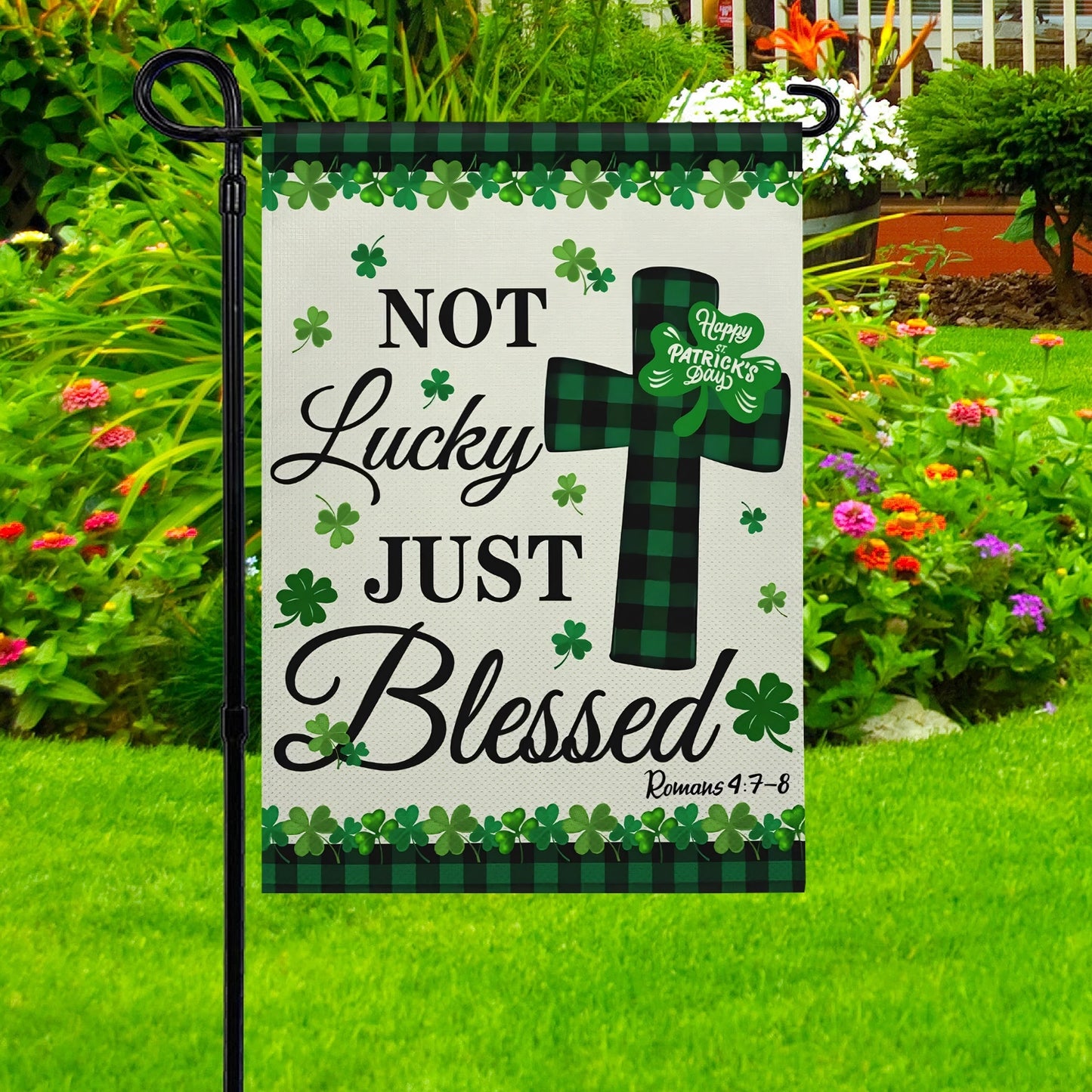 Shineful Gargen Flag 12" x 18" - St. Patrick’s Day Blessing Cross