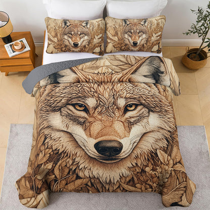 Shineful All Season Quilt 3-Piece Set Wolf Spirit