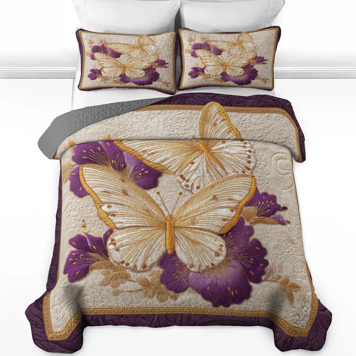 Shineful Quilt 3-Piece Set Golden Wings of Serenity