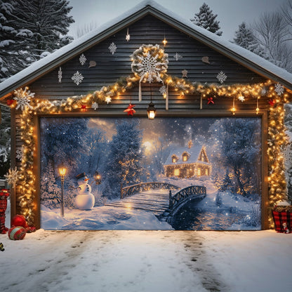Shineful Garage Door Banner Decoration Christmas Forest Night