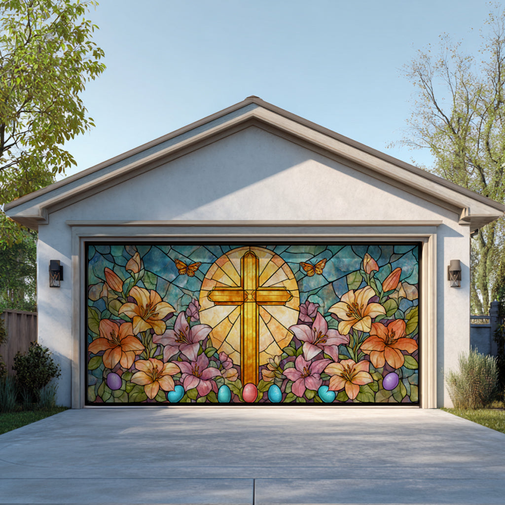 Shineful Garage Door Banner Decoration Golden Cross Easter