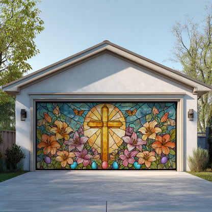 Shineful Garage Door Banner Decoration Golden Cross Easter