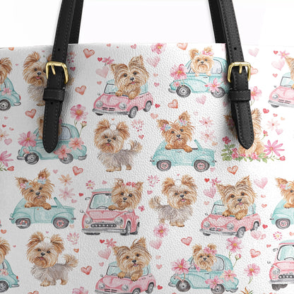 Shineful Leather Tote Bag Yorkie Love