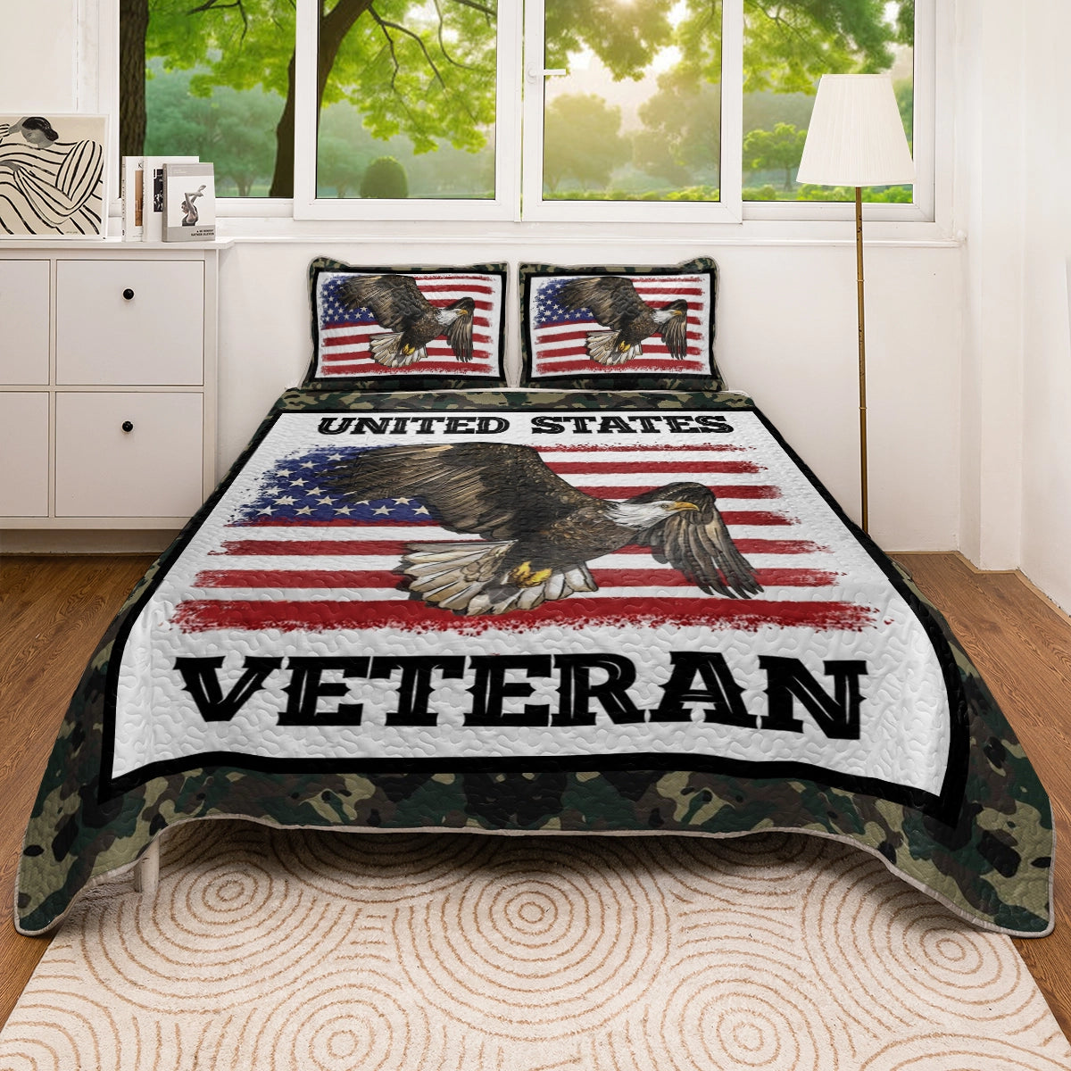 Shineful All Season Quilt 3-Piece Set - United States Veteran