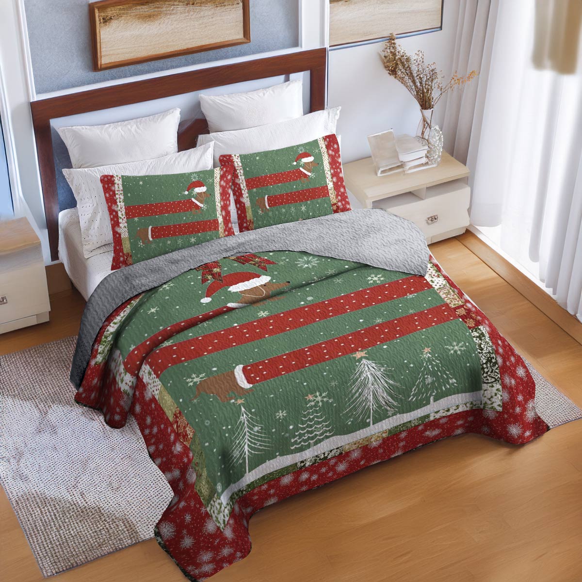 Shineful All Season Quilt 3-Piece Set Dachshund Dasher
