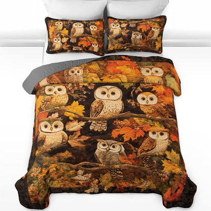 Shineful All Season Quilt 3-Piece Set Owl Autumn