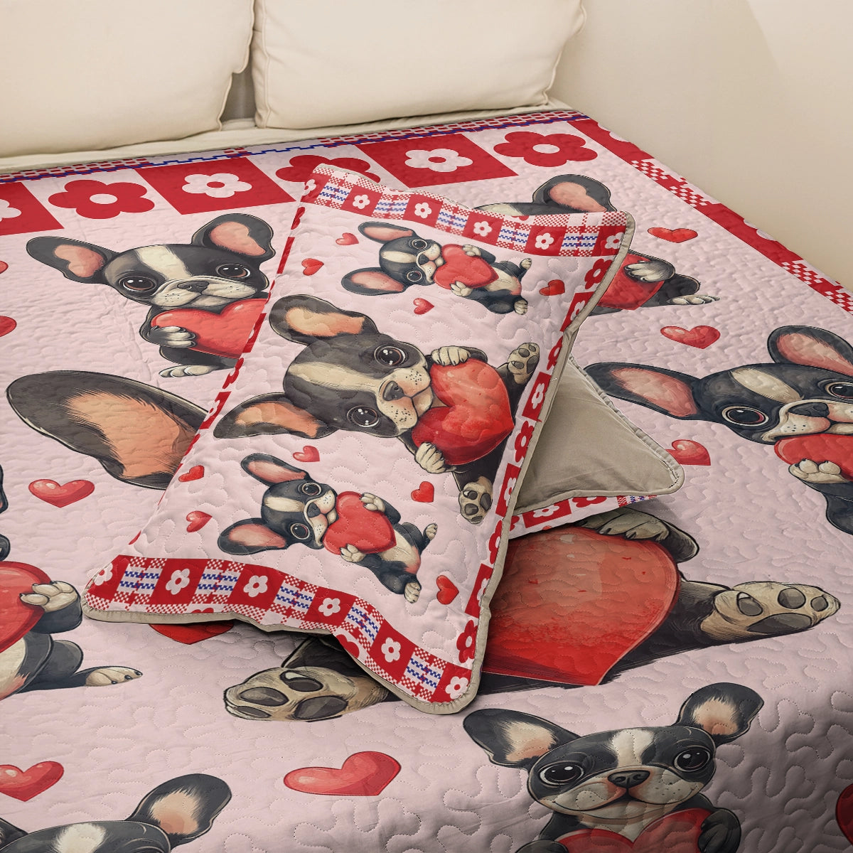 Shineful All Season Quilt 3-Piece Set - Puppy Love French Bulldog