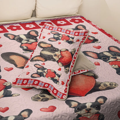 Shineful All Season Quilt 3-Piece Set - Puppy Love French Bulldog