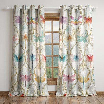 Shineful Quilted Curtain Dragonfly Garden