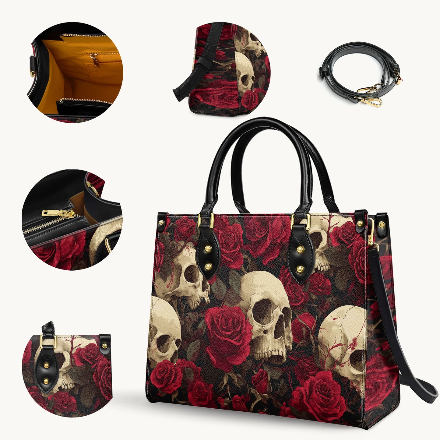 Shineful Leather Bag Crimson Skull Garden