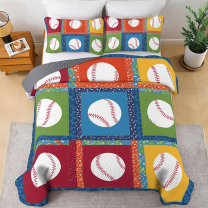 Shineful All Season Quilt 3-Piece Set - Baseball Bliss