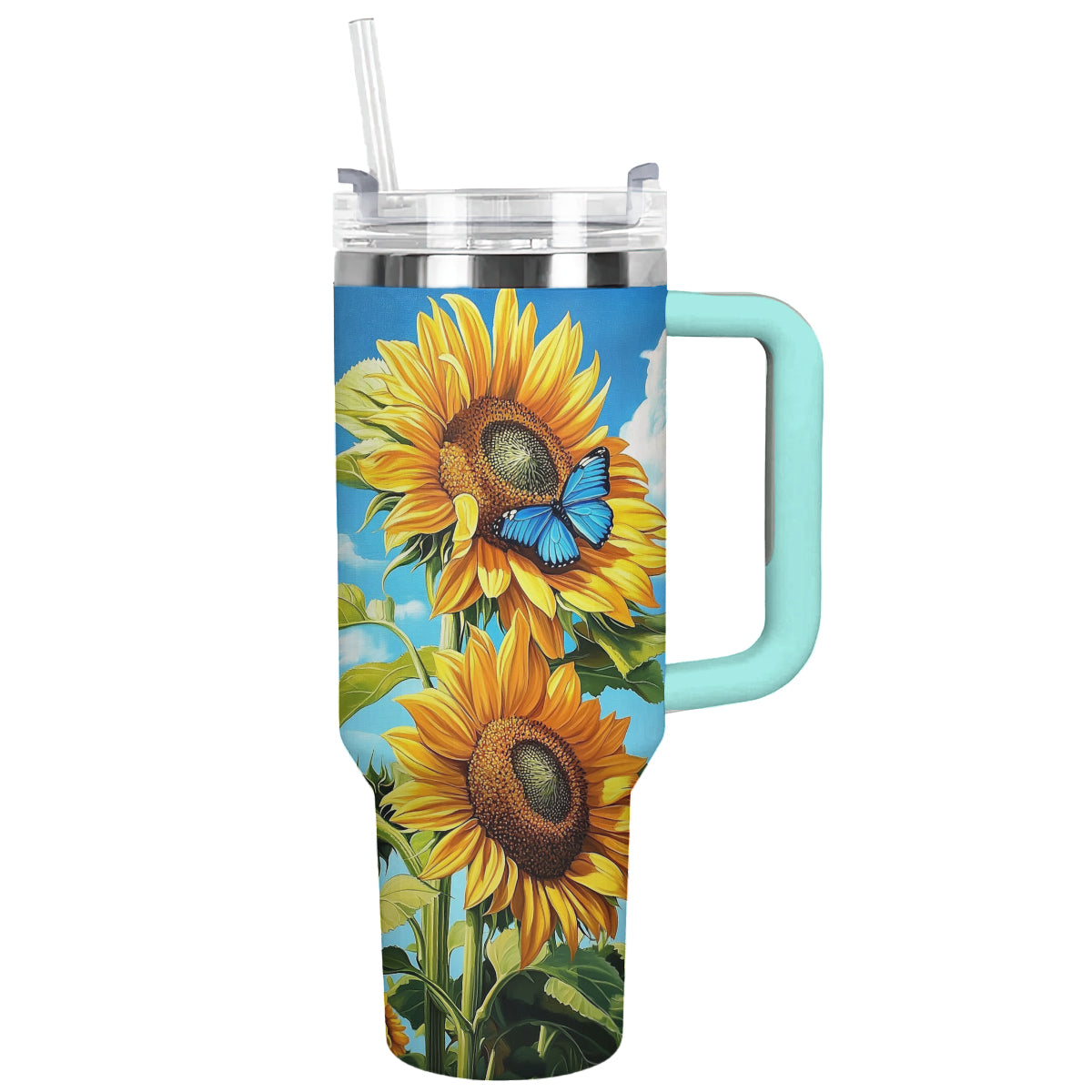 Shineful Tumbler Blue Butterfly Sunflower