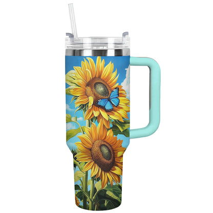 Shineful Tumbler Blue Butterfly Sunflower